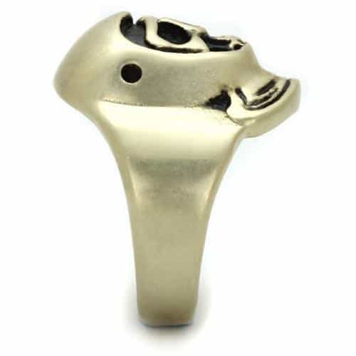 Stainless Steel Antiqued Brass Skull Hooded Reaper Ring view 8