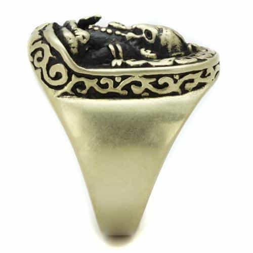 Stainless Steel Antiqued Brass Ganesh Elephant Hindu Ring view 8