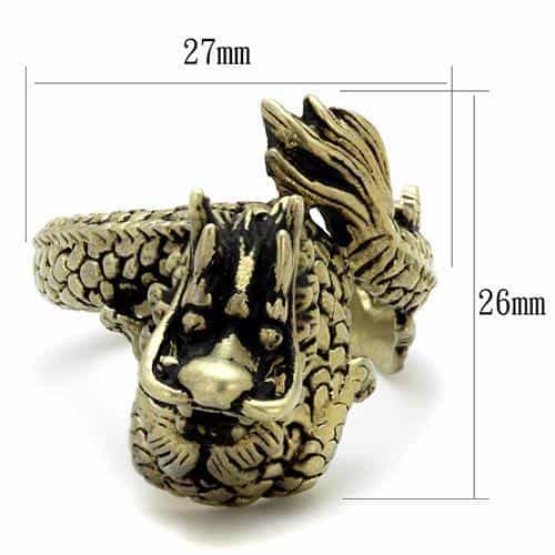 Stainless Steel Antiqued Brass Dragon Coiled Wrap Ring view 8