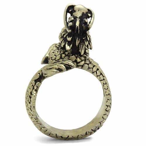 Stainless Steel Antiqued Brass Dragon Coiled Wrap Ring view 10