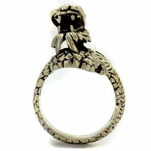 Stainless Steel Antiqued Brass Dragon Coiled Wrap Ring view 3