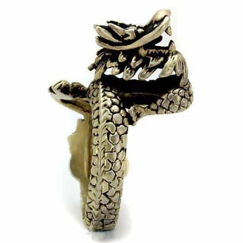 Stainless Steel Antiqued Brass Dragon Coiled Wrap Ring view 11
