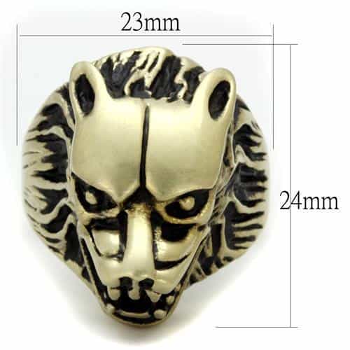 Stainless Steel Antiqued Brass Eagle Screaming Ring view 6