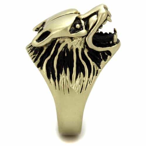 Stainless Steel Antiqued Brass Eagle Screaming Ring view 4