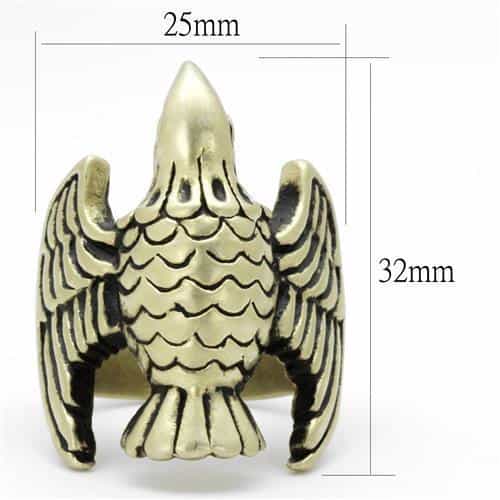 Stainless Steel Antiqued Brass Eagle Spread Wings Ring view 6