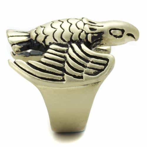 Stainless Steel Antiqued Brass Eagle Spread Wings Ring view 8