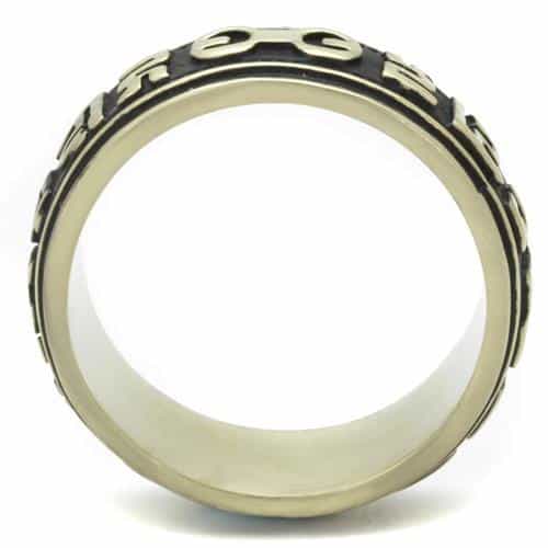 Stainless Steel Antiqued Brass Sanskrit Om Text Ring view 7