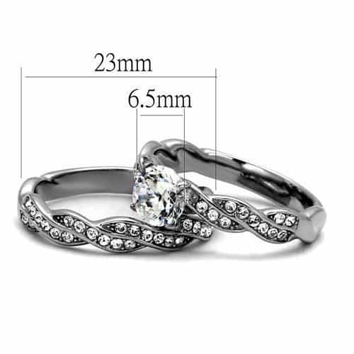 Stainless Steel CZ Round Solitaire Twisted Infinity Bridal Ring view 6