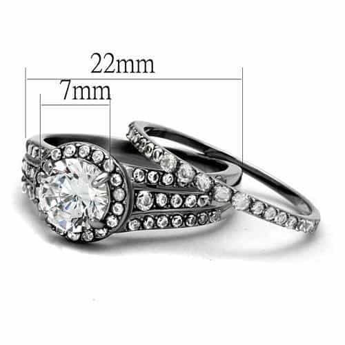 Stainless Steel CZ Round Multi Row Pave Wide Bridal Ring view 6