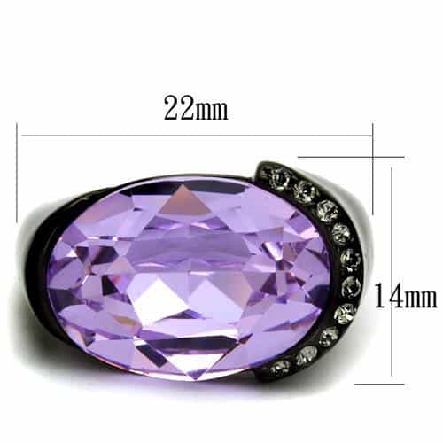 Stainless Steel Amethyst Oval Cocktail | The Stainless Jewelry view 2