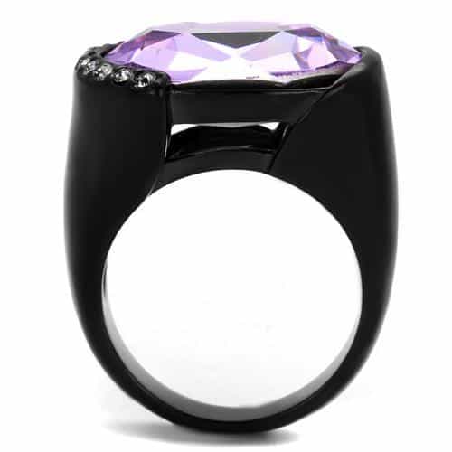 Stainless Steel Amethyst Oval Cocktail | The Stainless Jewelry view 7