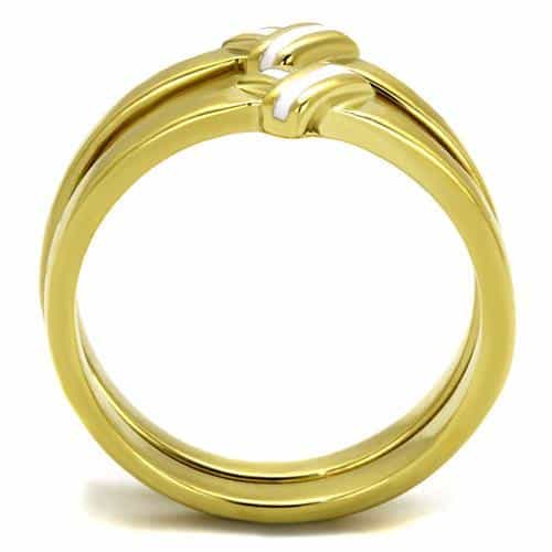 Stainless Steel Gold IP Polished Knot Triple Band Ring view 3