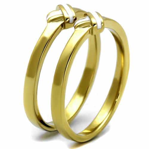 Stainless Steel Gold IP Polished Knot Triple Band Ring view 4