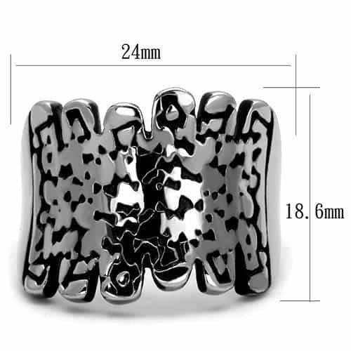 Stainless Steel Polished Hammered Texture Cutout Wide Cuff Ring view 6