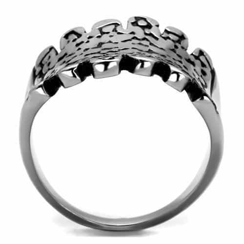 Stainless Steel Polished Hammered Texture Cutout Wide Cuff Ring view 7