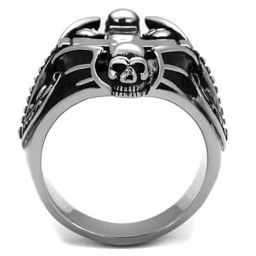 Stainless Steel Skull Cross Shield Gothic Signet Ring view 7