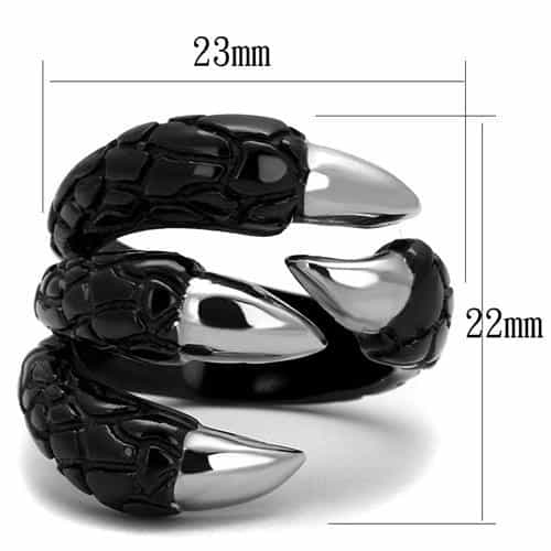 Stainless Steel Polished Claw Talon Bird Wrap Ring view 7