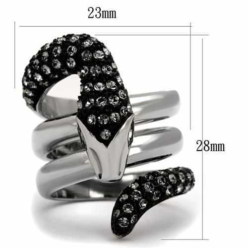 Stainless Steel Black CZ Skull Fox Bypass Wrap Ring view 6