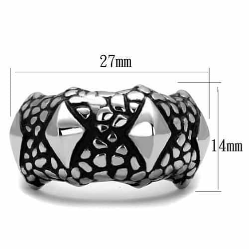 Stainless Steel Polished Scale Texture Cutout Wide Dome Ring view 6