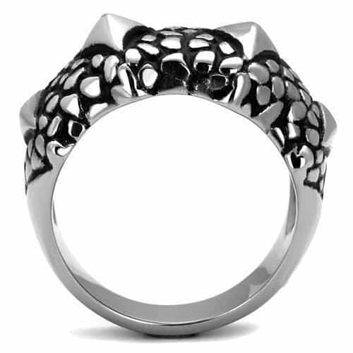 Stainless Steel Polished Scale Texture Cutout Wide Dome Ring view 7