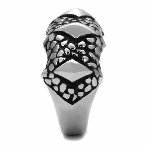 Stainless Steel Polished Scale Texture Cutout Wide Dome Ring view 8