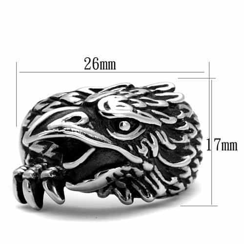Stainless Steel Eagle Hawk Head Feathered Wrap Ring view 7