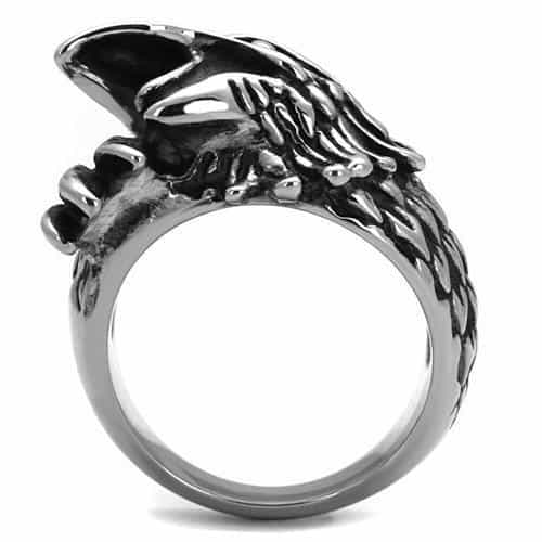 Stainless Steel Eagle Hawk Head Feathered Wrap Ring view 3
