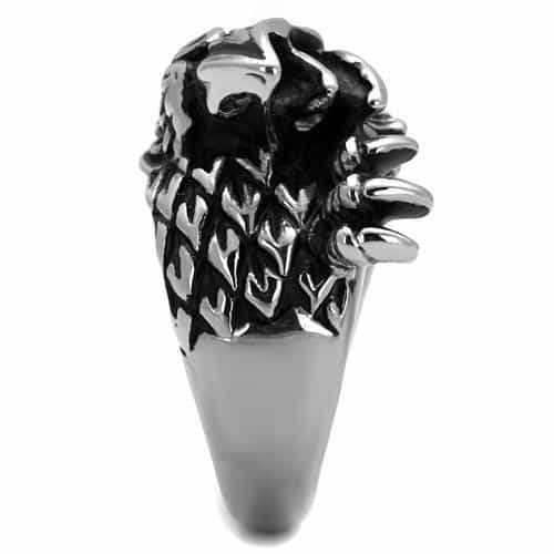 Stainless Steel Eagle Hawk Head Feathered Wrap Ring view 9