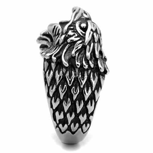Stainless Steel Eagle Hawk Head Feathered Wrap Ring view 10