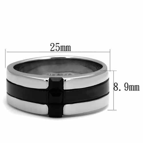 Stainless Steel Black Onyx Cross Inlay Two Tone Ring view 6