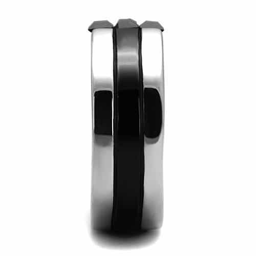 Stainless Steel Black Onyx Cross Inlay Two Tone Ring view 8