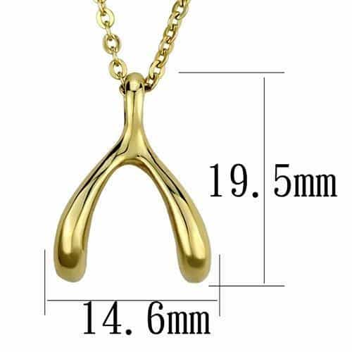 Stainless Steel Gold IP Wishbone Pendant | The Stainless Jewelry view 2