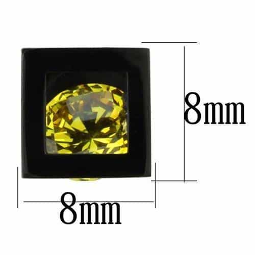 Stainless Steel Black IP Yellow Citrine Square CZ Frame Earrings view 2