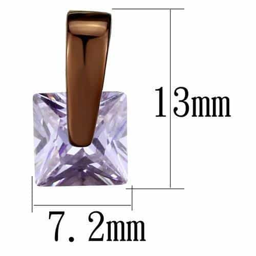 Stainless Steel Coffee Brown IP Lavender Purple Princess Earrings view 2