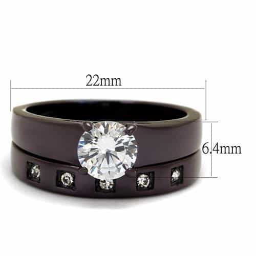 Stainless Steel Coffee Brown CZ Round Solitaire Channel Ring view 7