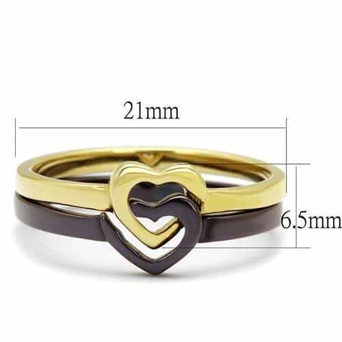 Stainless Steel Two Tone Gold Dark Heart Open Bypass Ring view 2