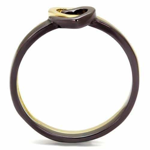 Stainless Steel Two Tone Gold Dark Heart Open Bypass Ring view 7