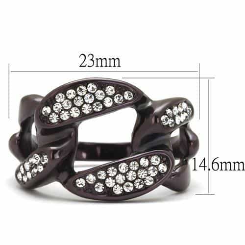 Stainless Steel Coffee Brown IP CZ Pave Crossover Ring view 6
