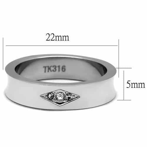 Stainless Steel Polished CZ Trio Bezel Accent Ring view 2