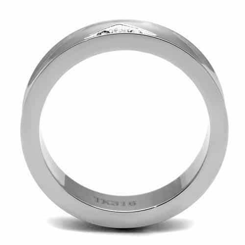 Stainless Steel Polished CZ Trio Bezel Accent Ring view 9