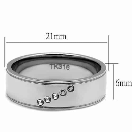 Stainless Steel Polished CZ Five Stone Bezel Channel Ring view 7