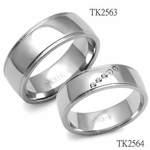 Stainless Steel Polished CZ Five Stone Bezel Channel Ring view 3