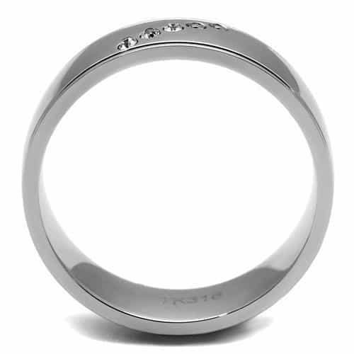 Stainless Steel Polished CZ Five Stone Bezel Channel Ring view 9