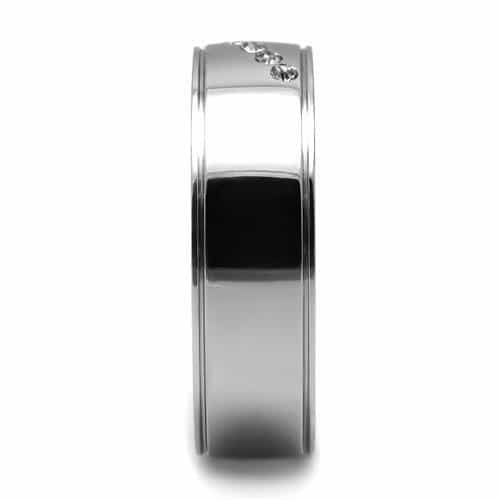 Stainless Steel Polished CZ Five Stone Bezel Channel Ring view 10