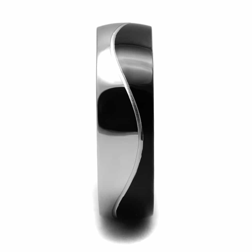 Stainless Steel Polished Black IP Twist Dome Ring view 11
