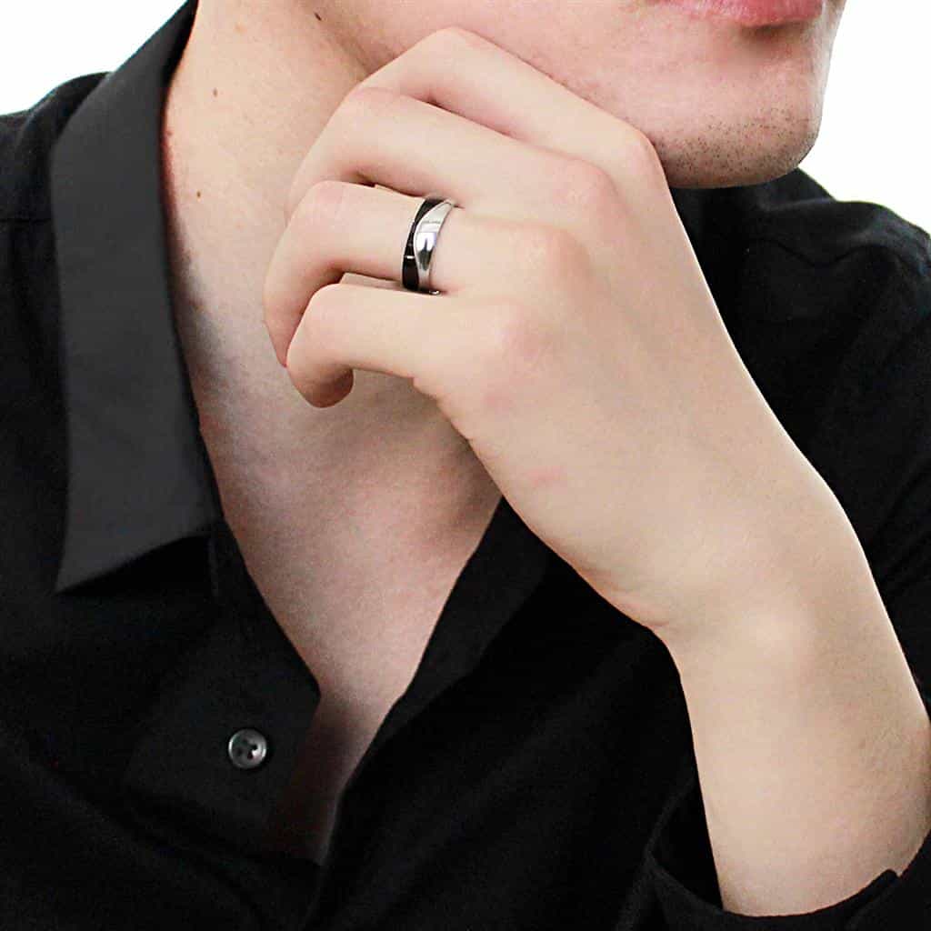 Stainless Steel Polished Black IP Twist Dome Ring view 6