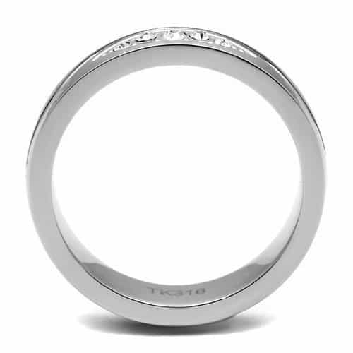 Stainless Steel Black Enamel Inlay CZ Channel Accent Ring view 9