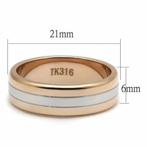 Stainless Steel Rose Gold IP Two Tone Brushed Ring view 7