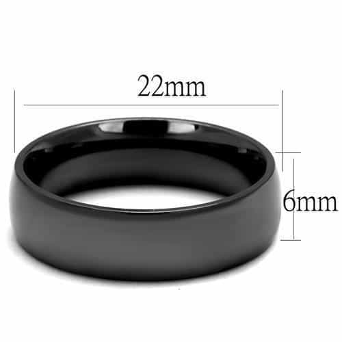 Stainless Steel Black IP Polished Smooth Dome Plain Ring view 6