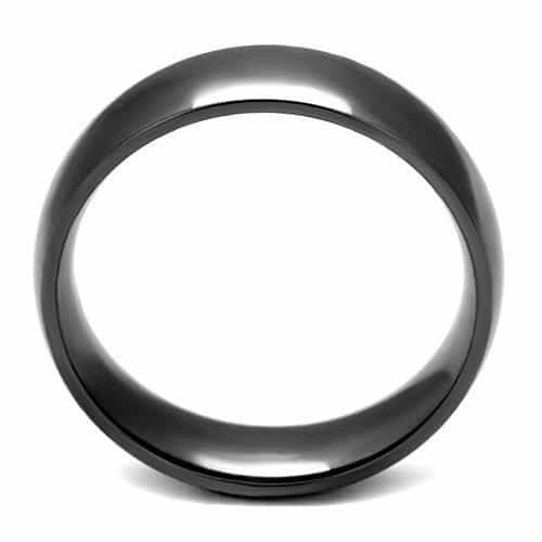 Stainless Steel Black IP Polished Smooth Dome Plain Ring view 3